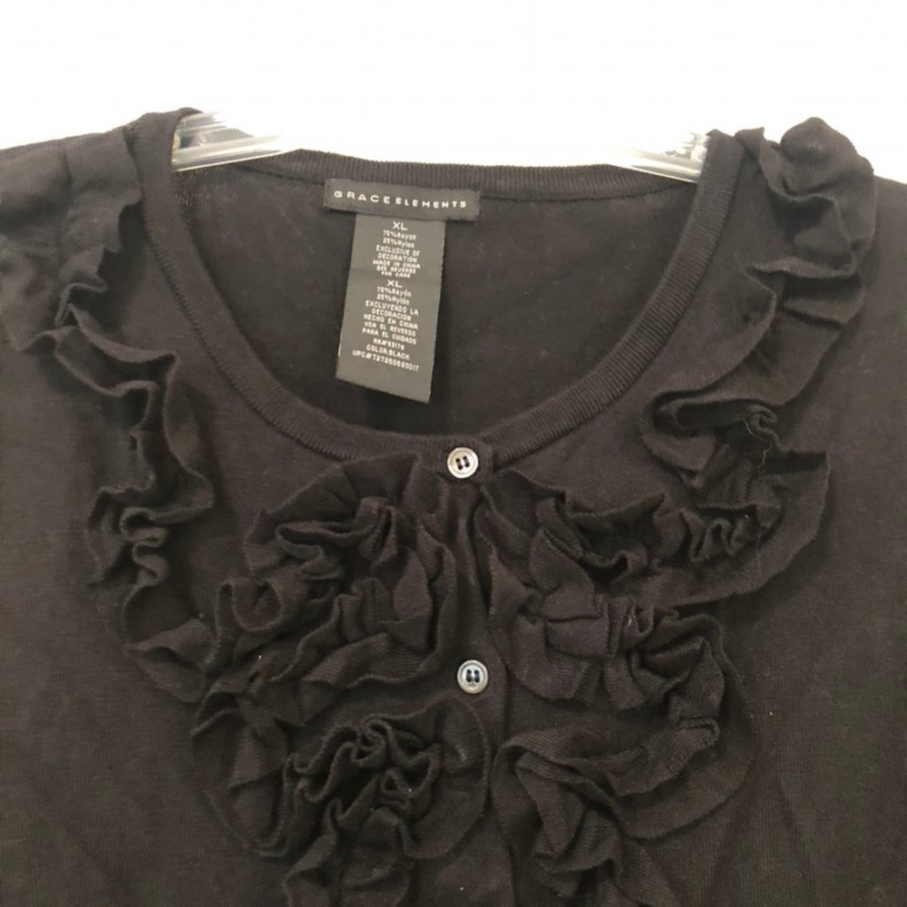Black Ruffle Cardigan - Picture 2 of 3